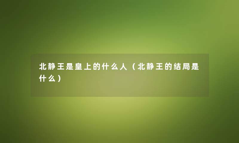 北静王是皇上的什么人（北静王的结局是什么）