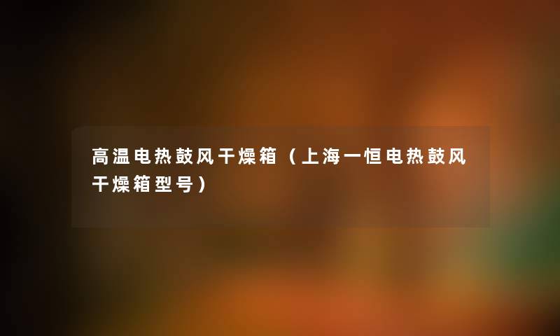 高温电热鼓风干燥箱（上海一恒电热鼓风干燥箱型号）