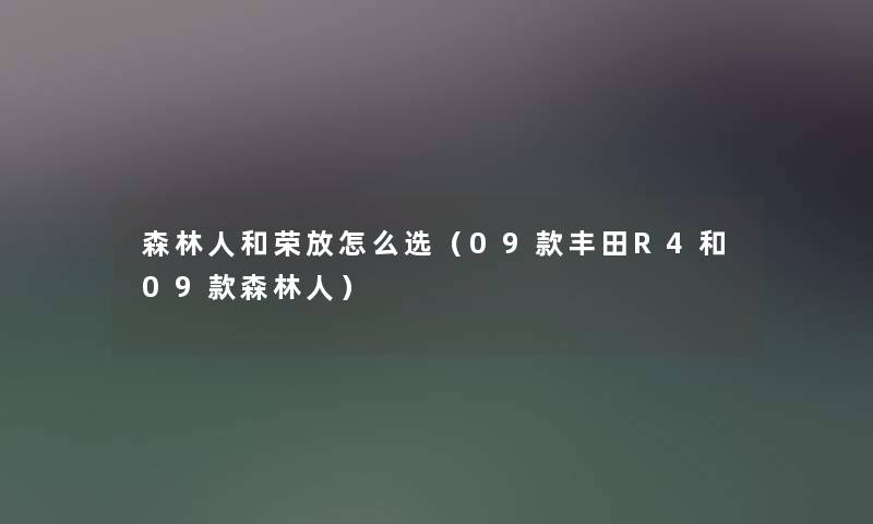 森林人和荣放怎么选（09款丰田R4和09款森林人）