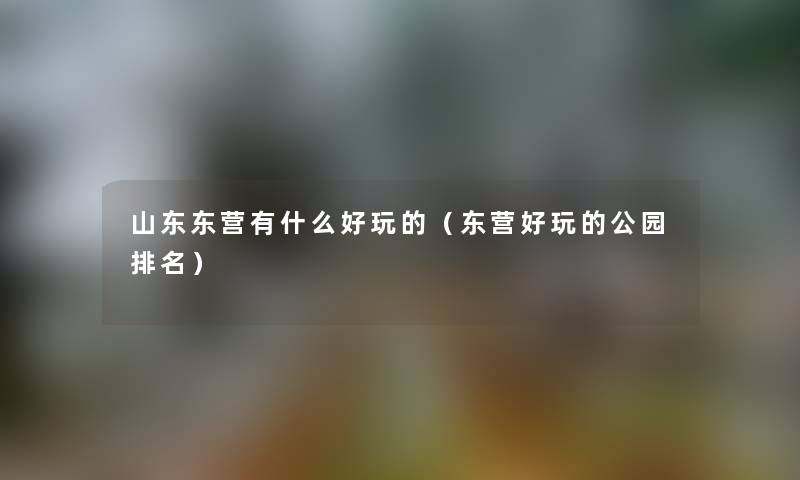 山东东营有什么好玩的（东营好玩的公园推荐）