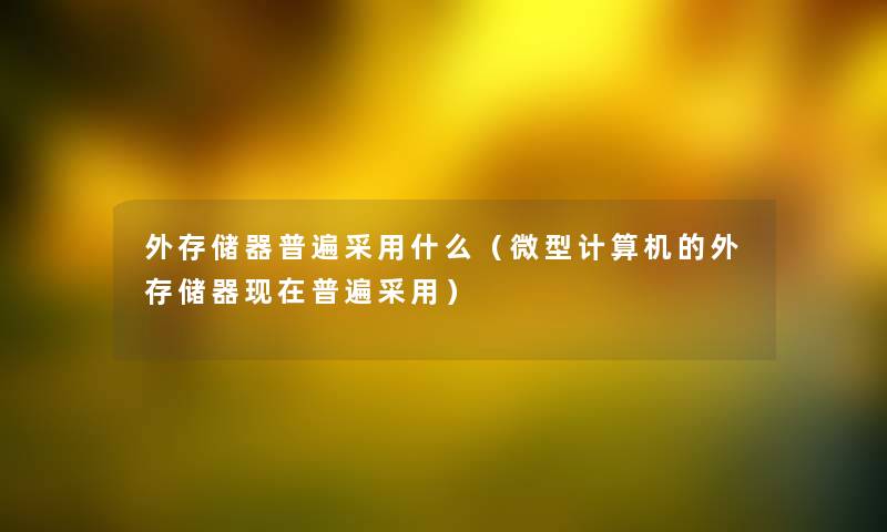 外存储器普遍采用什么（微型计算机的外存储器普遍采用）