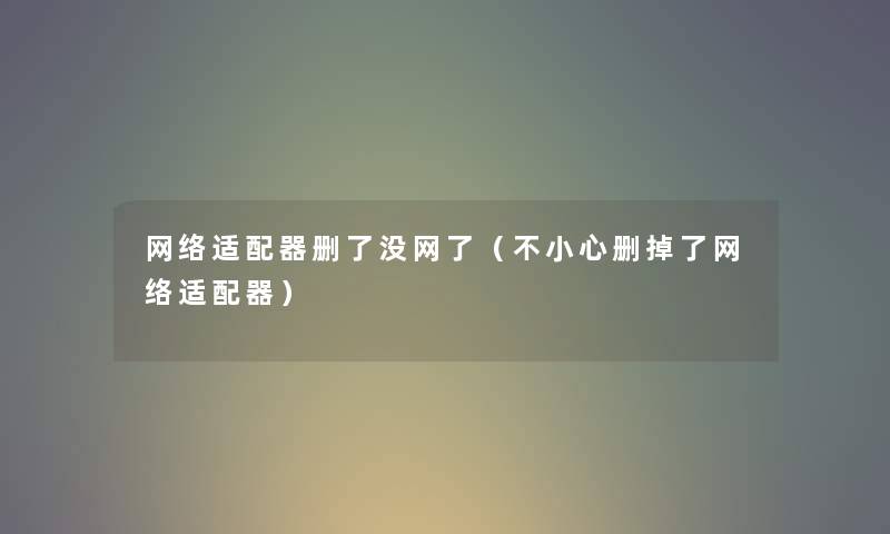 网络适配器删了没网了（不小心删掉了网络适配器）