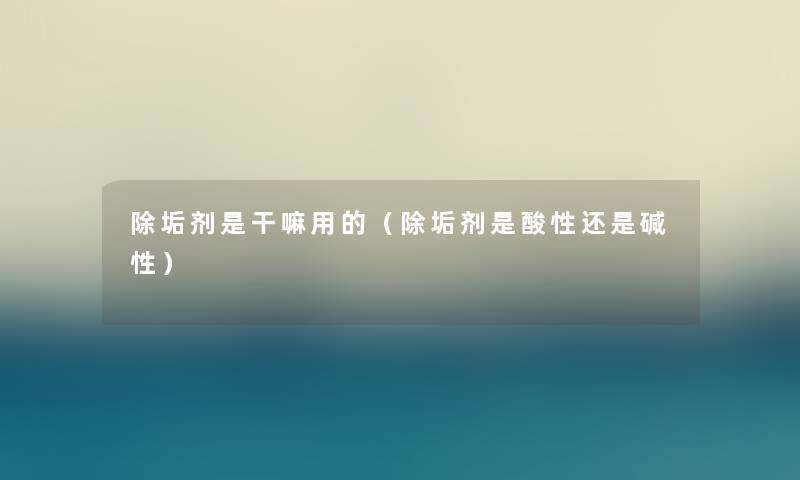 除垢剂是干嘛用的（除垢剂是酸性还是碱性）