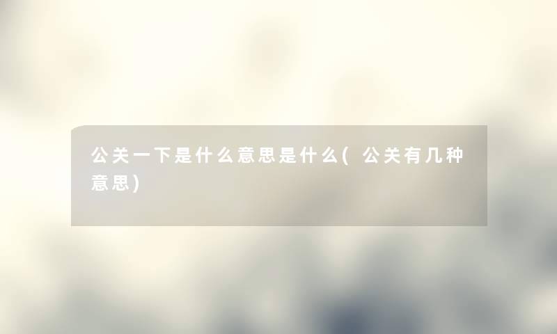 公关一下是什么意思是什么(公关有几种意思)